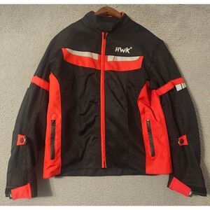 HWK Motorsports Mens Mesh Motorcycle Jacket Armored Black Red Riding Gear Small